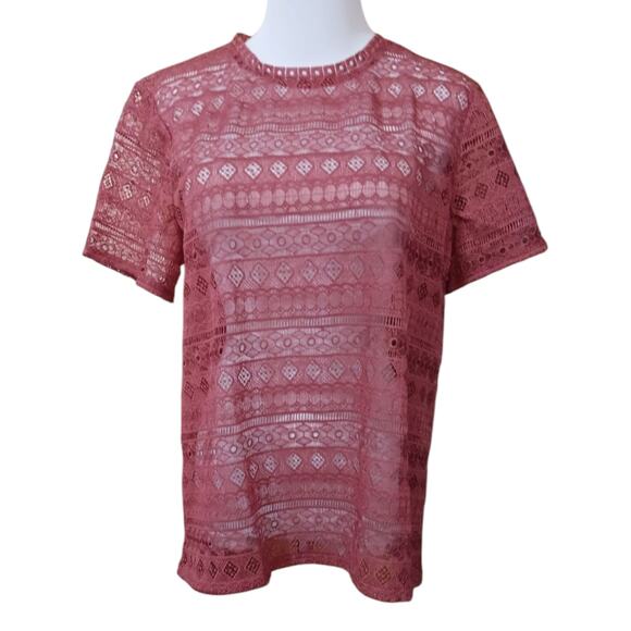 NEW LOFT Crocheted Sheer Top Blouse Shirt See Through Dainty Fairy Cottage‎ Med - Picture 11 of 12